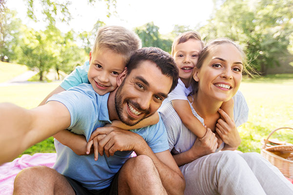 Happy family on day out