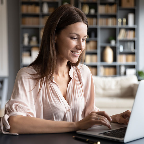 Woman reading email newsletter