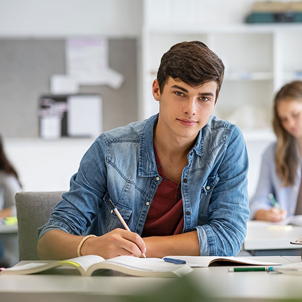 Teenager in classroom